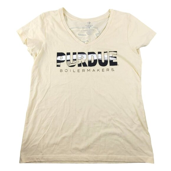 Purdue Boilermakers Womens V-Neck T-Shirt By Colosseum Yellow Size Large JH1802 - Picture 1 of 5